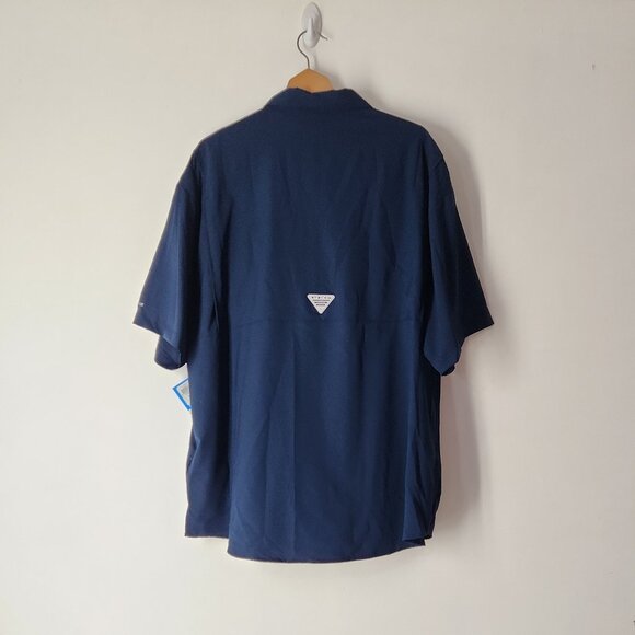 Columbia Navy Blue Short Sleeve Vented Shirt mens XXL  lightweight Omni-Shade - Picture 2 of 13
